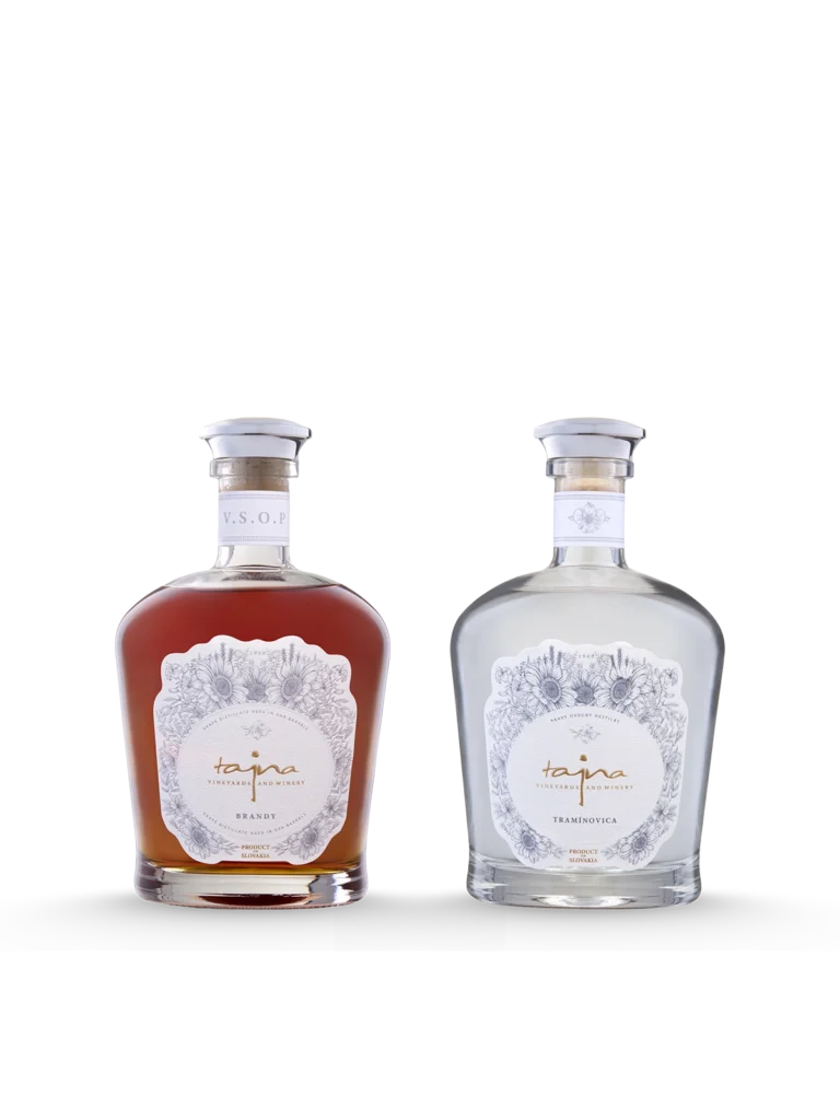 Set destilátov z vinárstva TAJNA, slovenské Brandy, Tramínovica
