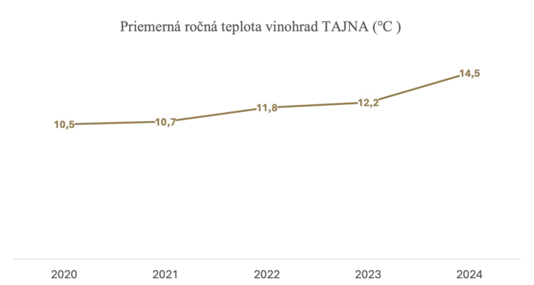 Priemerná ročná teplota vinohrad Tajna 2024